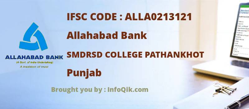 Allahabad Bank Smdrsd College Pathankhot, Punjab - IFSC Code