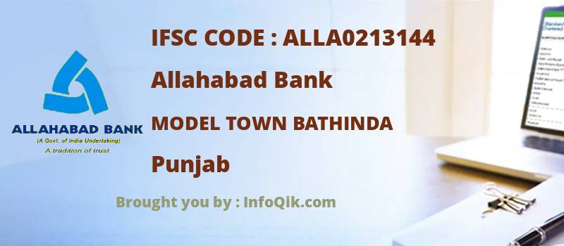 Allahabad Bank Model Town Bathinda, Punjab - IFSC Code