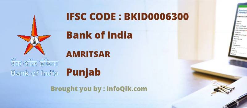 Bank of India Amritsar, Punjab - IFSC Code