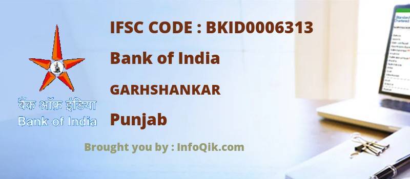 Bank of India Garhshankar, Punjab - IFSC Code