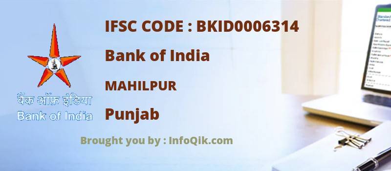 Bank of India Mahilpur, Punjab - IFSC Code