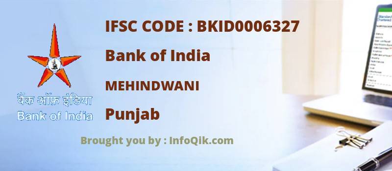 Bank of India Mehindwani, Punjab - IFSC Code