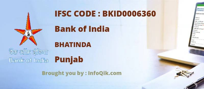 Bank of India Bhatinda, Punjab - IFSC Code