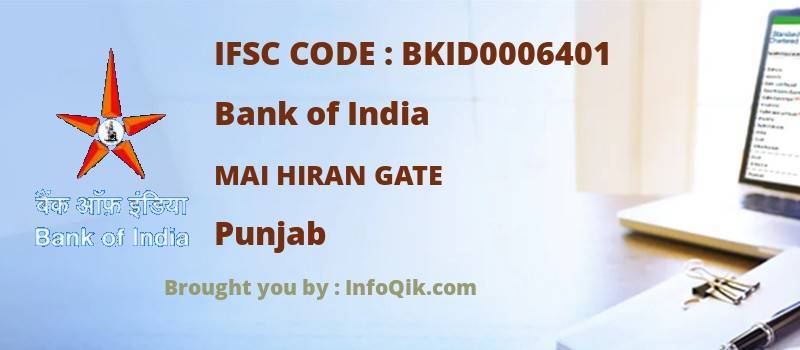 Bank of India Mai Hiran Gate, Punjab - IFSC Code