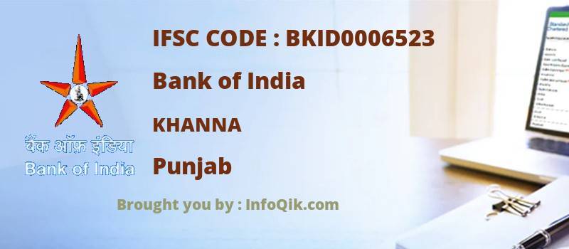 Bank of India Khanna, Punjab - IFSC Code