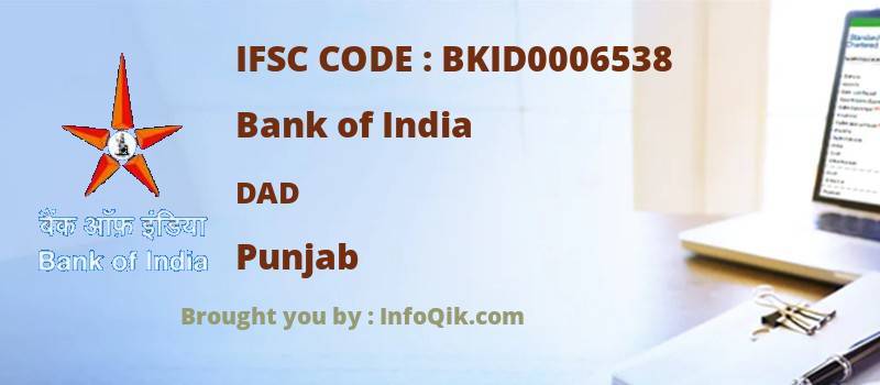 Bank of India Dad, Punjab - IFSC Code