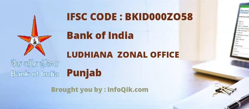 Bank of India Ludhiana  Zonal Office, Punjab - IFSC Code