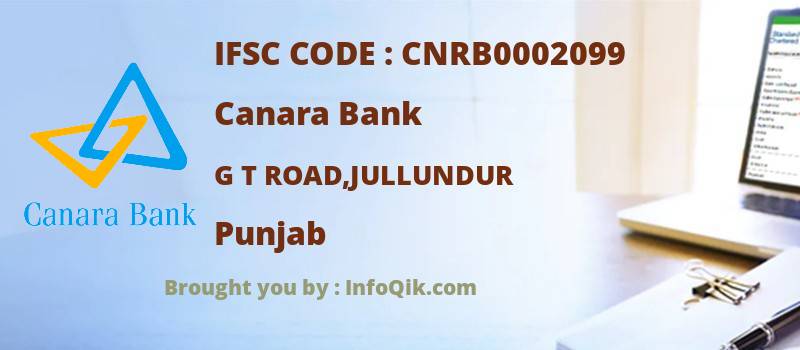 Canara Bank G T Road,jullundur, Punjab - IFSC Code