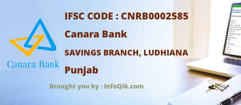 Canara Bank Savings Branch, Ludhiana, Punjab - IFSC Code