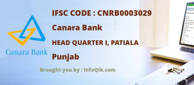 Canara Bank Head Quarter I, Patiala, Punjab - IFSC Code