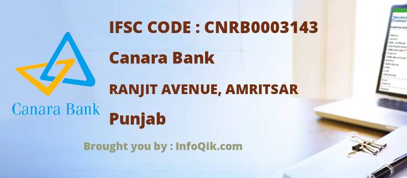 Canara Bank Ranjit Avenue, Amritsar, Punjab - IFSC Code