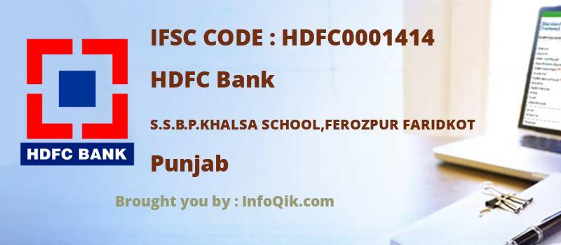 HDFC Bank S.s.b.p.khalsa School,ferozpur Faridkot, Punjab - IFSC Code