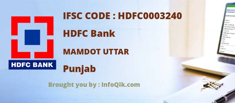 HDFC Bank Mamdot Uttar, Punjab - IFSC Code