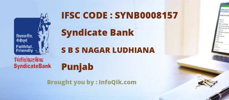 Syndicate Bank S B S Nagar Ludhiana, Punjab - IFSC Code