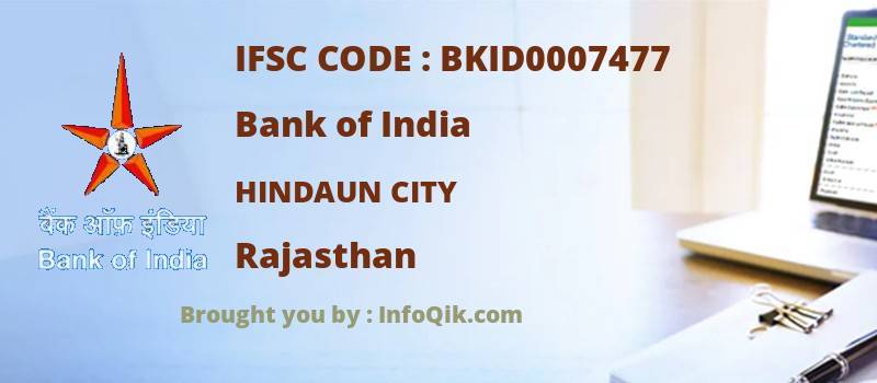 Bank of India Hindaun City, Rajasthan - IFSC Code