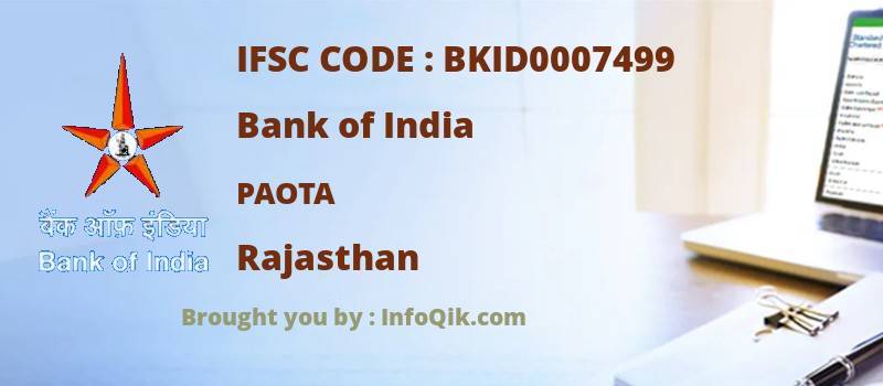 Bank of India Paota, Rajasthan - IFSC Code