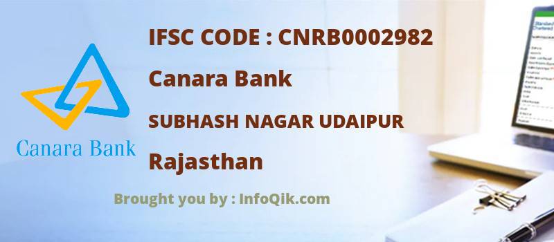 Canara Bank Subhash Nagar Udaipur, Rajasthan - IFSC Code