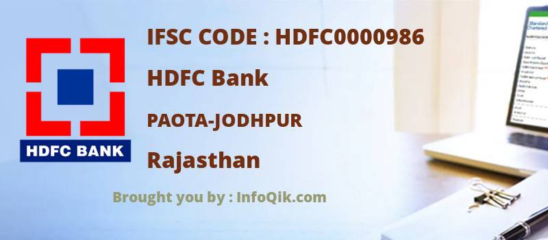 HDFC Bank Paota-jodhpur, Rajasthan - IFSC Code