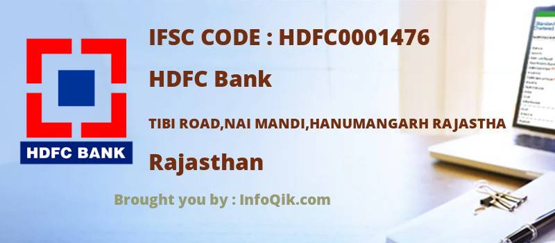 HDFC Bank Tibi Road,nai Mandi,hanumangarh Rajastha, Rajasthan - IFSC Code