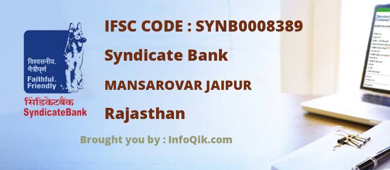 Syndicate Bank Mansarovar Jaipur, Rajasthan - IFSC Code