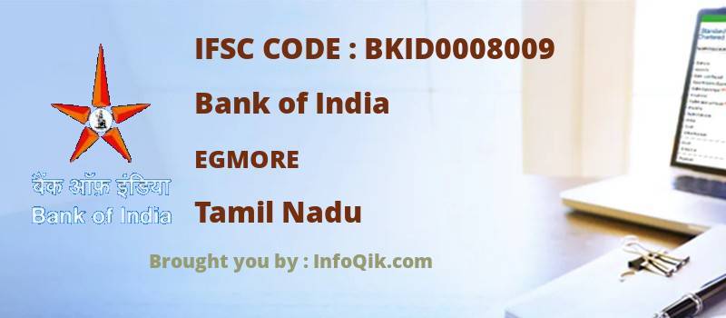 Bank of India Egmore, Tamil Nadu - IFSC Code