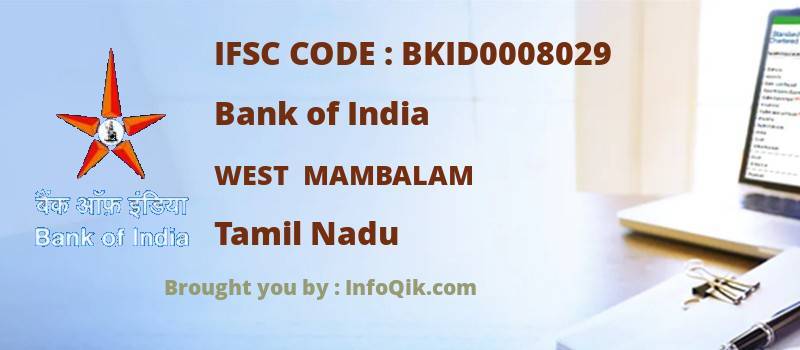 Bank of India West  Mambalam, Tamil Nadu - IFSC Code