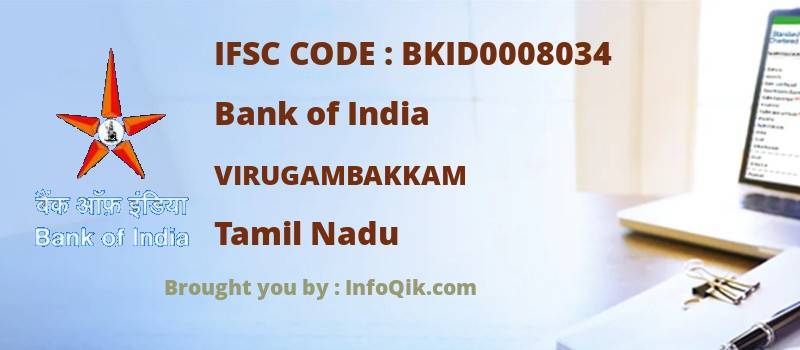 Bank of India Virugambakkam, Tamil Nadu - IFSC Code