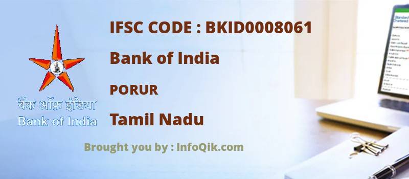 Bank of India Porur, Tamil Nadu - IFSC Code