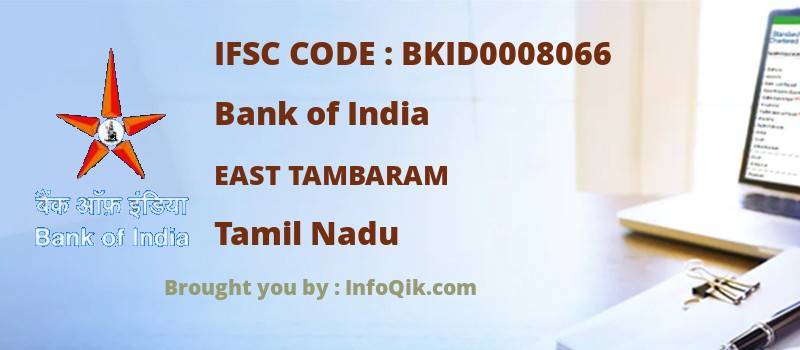 Bank of India East Tambaram, Tamil Nadu - IFSC Code