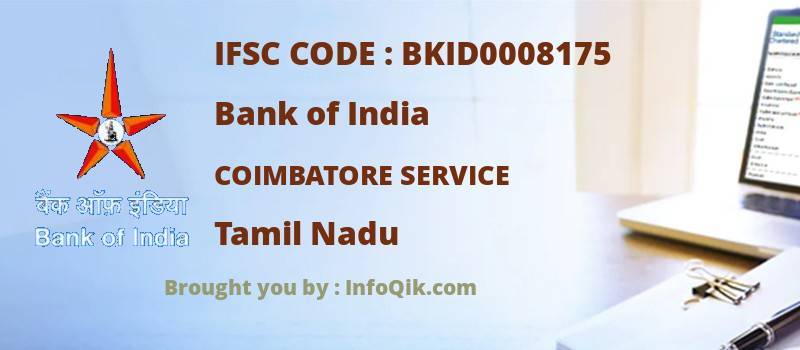 Bank of India Coimbatore Service, Tamil Nadu - IFSC Code