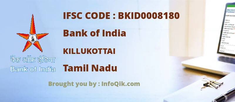 Bank of India Killukottai, Tamil Nadu - IFSC Code
