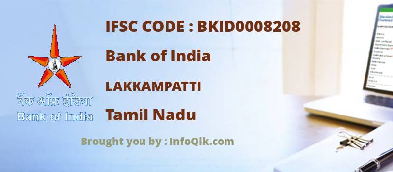 Bank of India Lakkampatti, Tamil Nadu - IFSC Code