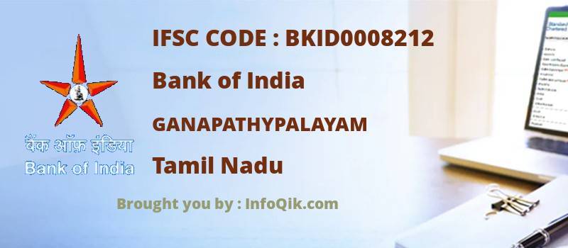 Bank of India Ganapathypalayam, Tamil Nadu - IFSC Code