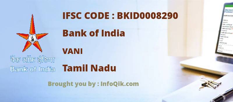 Bank of India Vani, Tamil Nadu - IFSC Code