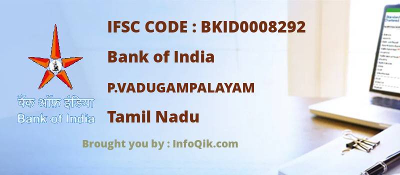 Bank of India P.vadugampalayam, Tamil Nadu - IFSC Code