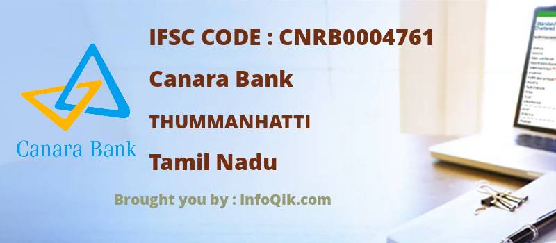 Canara Bank Thummanhatti, Tamil Nadu - IFSC Code
