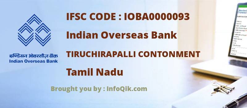 Indian Overseas Bank Tiruchirapalli Contonment, Tamil Nadu - IFSC Code