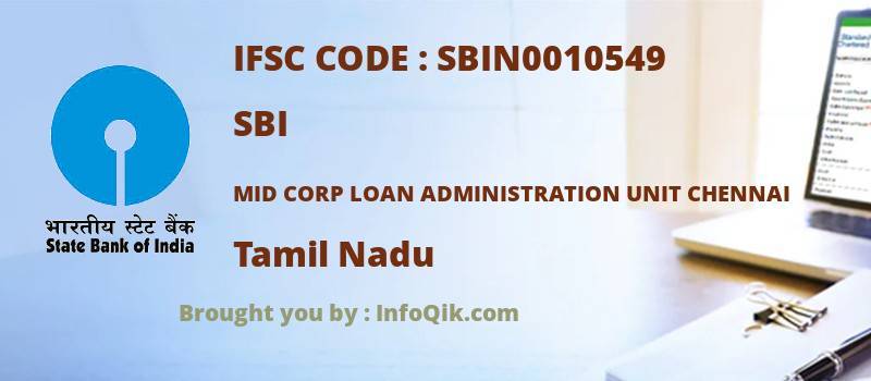 SBI Mid Corp Loan Administration Unit Chennai, Tamil Nadu - IFSC Code