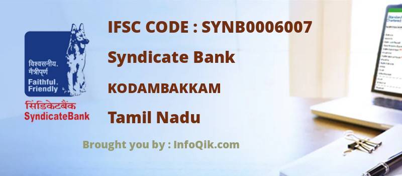 Syndicate Bank Kodambakkam, Tamil Nadu - IFSC Code