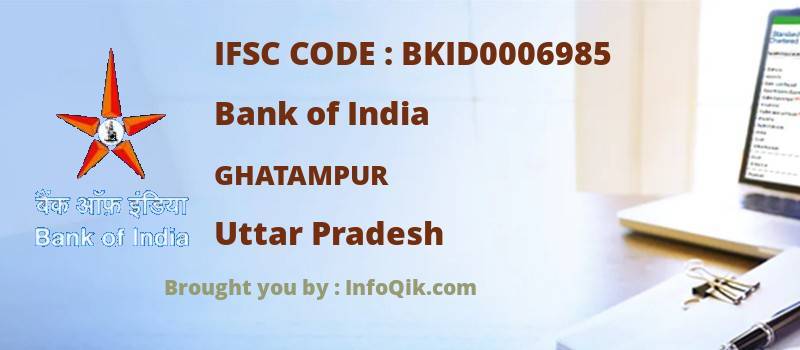 Bank of India Ghatampur, Uttar Pradesh - IFSC Code