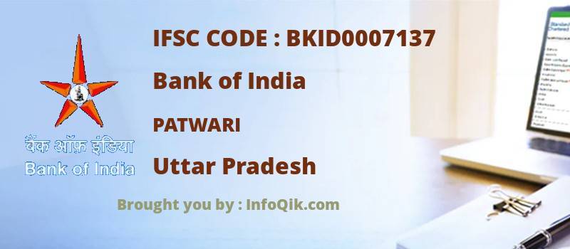 Bank of India Patwari, Uttar Pradesh - IFSC Code
