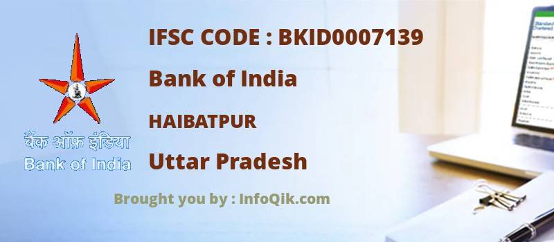 Bank of India Haibatpur, Uttar Pradesh - IFSC Code