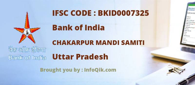 Bank of India Chakarpur Mandi Samiti, Uttar Pradesh - IFSC Code