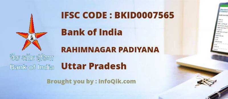 Bank of India Rahimnagar Padiyana, Uttar Pradesh - IFSC Code