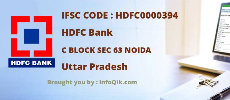 HDFC Bank C Block Sec 63 Noida, Uttar Pradesh - IFSC Code