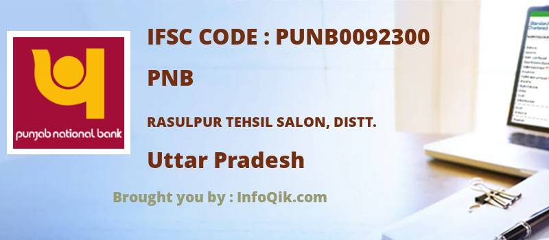PNB Rasulpur Tehsil Salon, Distt., Uttar Pradesh - IFSC Code